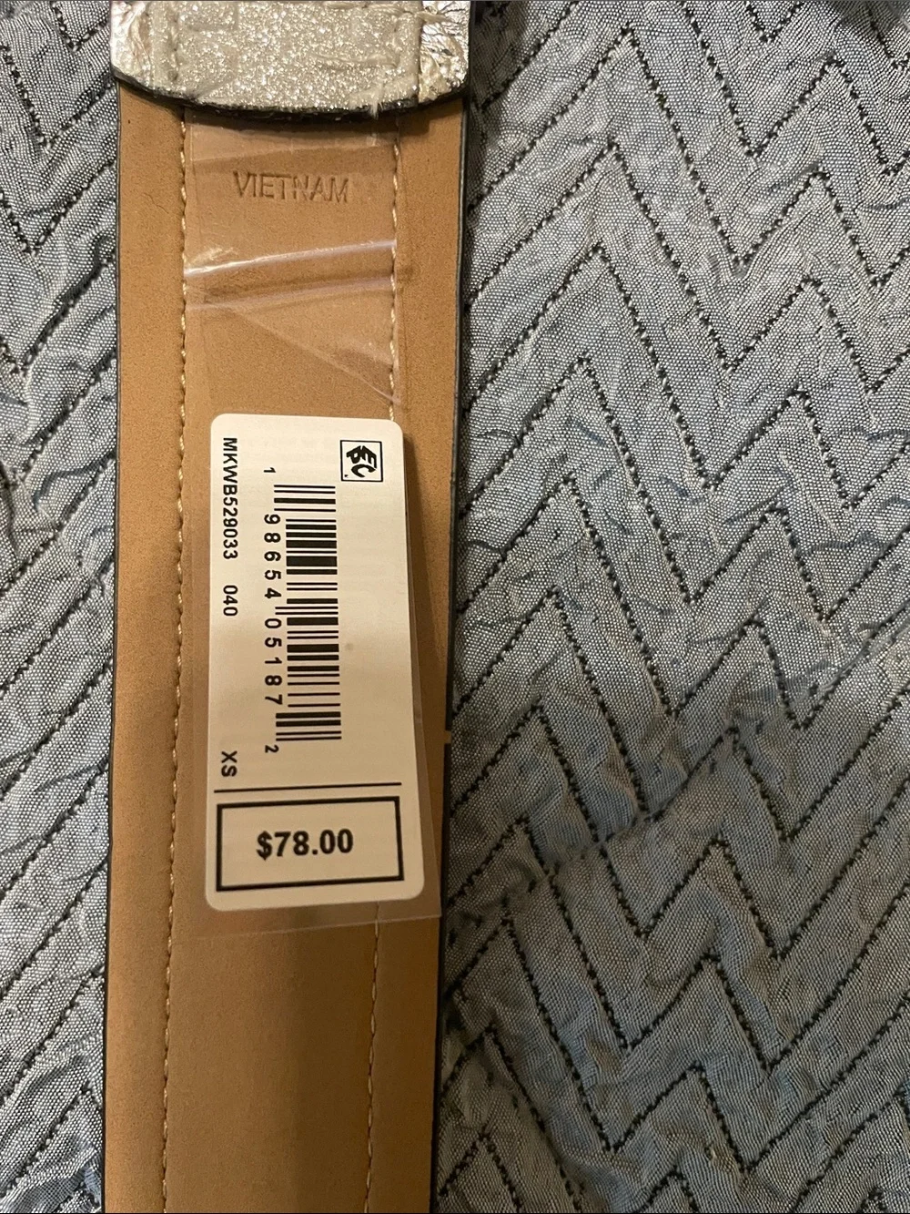 Michael Kors Metallic Silver Leather Logo Belt